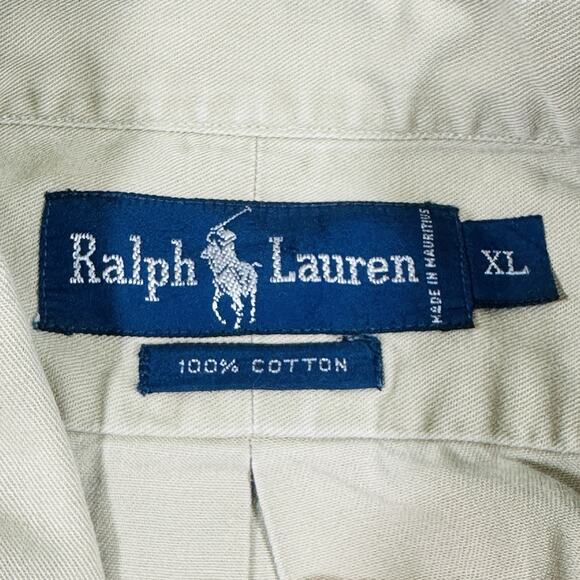 Ralph Lauren Polo Shirt Men’s‎ XL Beige Button Down Long Sleeve Preppy - Picture 5 of 10